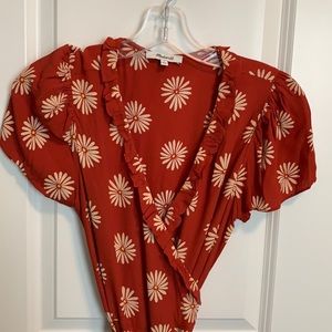 Daisy Daydream Ruffle Edge Wrap Midi Dress